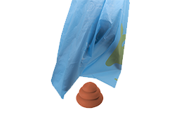 Put the bag in your hand for picking up the dog's waste.