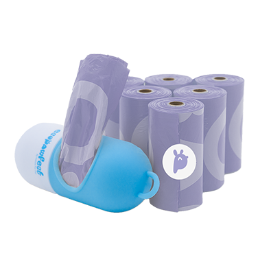 Essential for every pet-friendly home—this convenient set includes 7 rolls of lavender-scented dog poop bags (105 compostable bags total) with a blue and white poop bag dispenser. Durable, easy to open, and lightly lavender scented to keep walks fresh and mess-free.